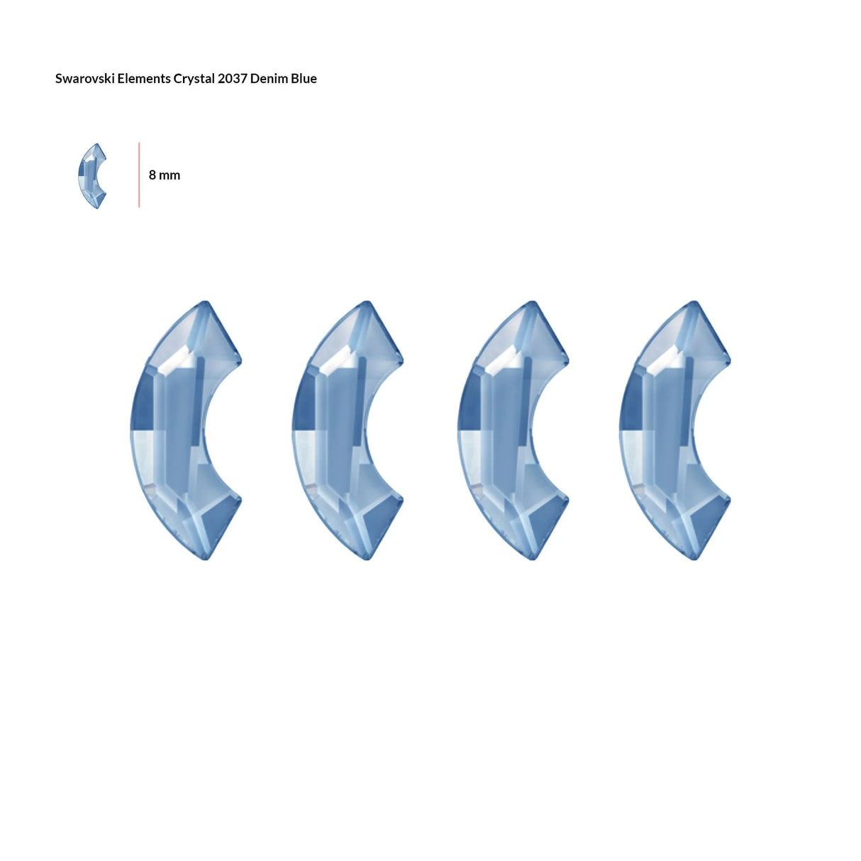 Swarovski Nail Art Denim Blue Semi Circle Crystals 4pcs