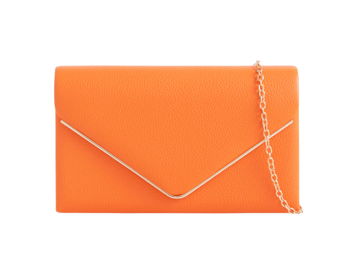 Orange Matte Envelope Clutch Bag