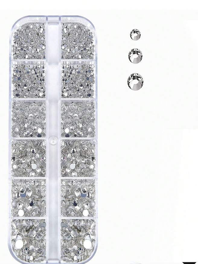 Clear Crystal Rhinestone Gems Mixed Size 2400pcs For Nail Art