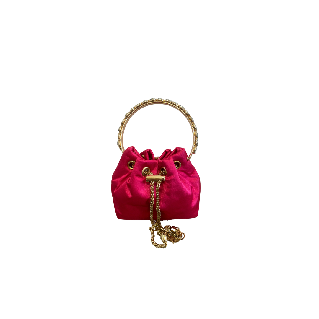 Pink Mini Satin Bucket Bag