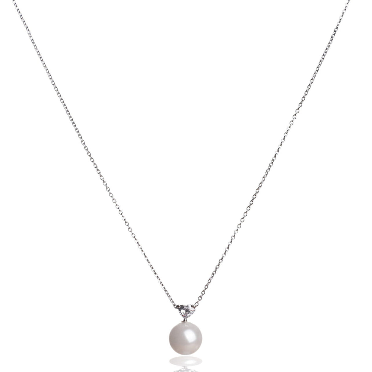 Zelly Silver Plated Pearl Pendent Necklace