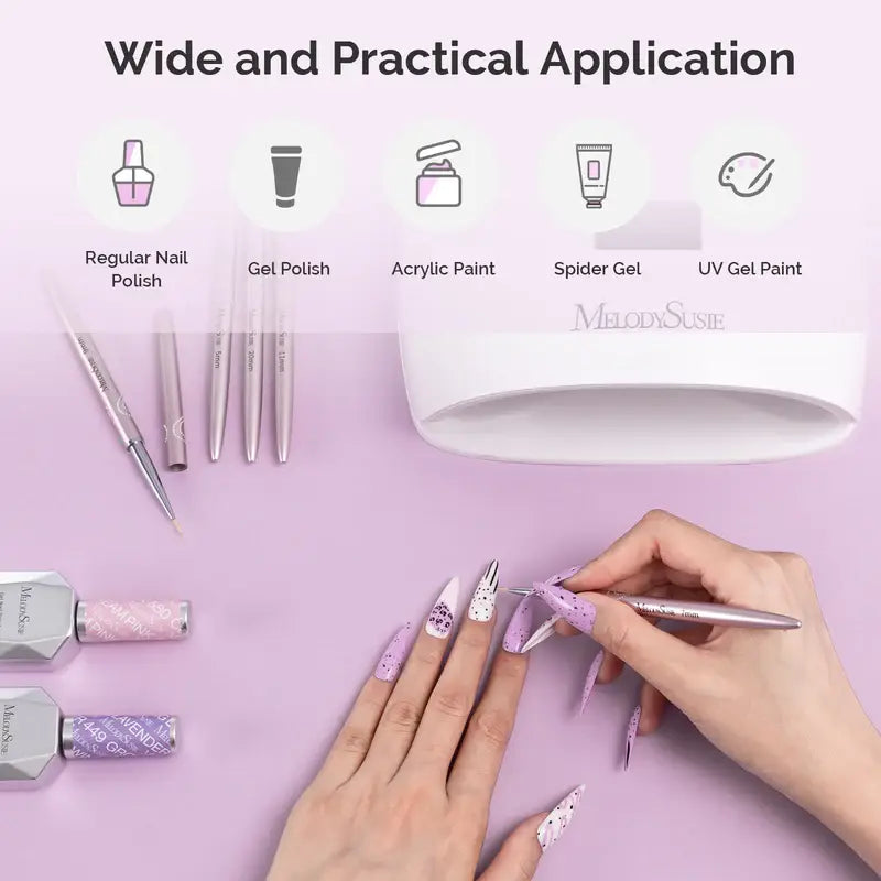 MelodySusie Nail Art Liner Brushes 5Pcs - Rose Gold