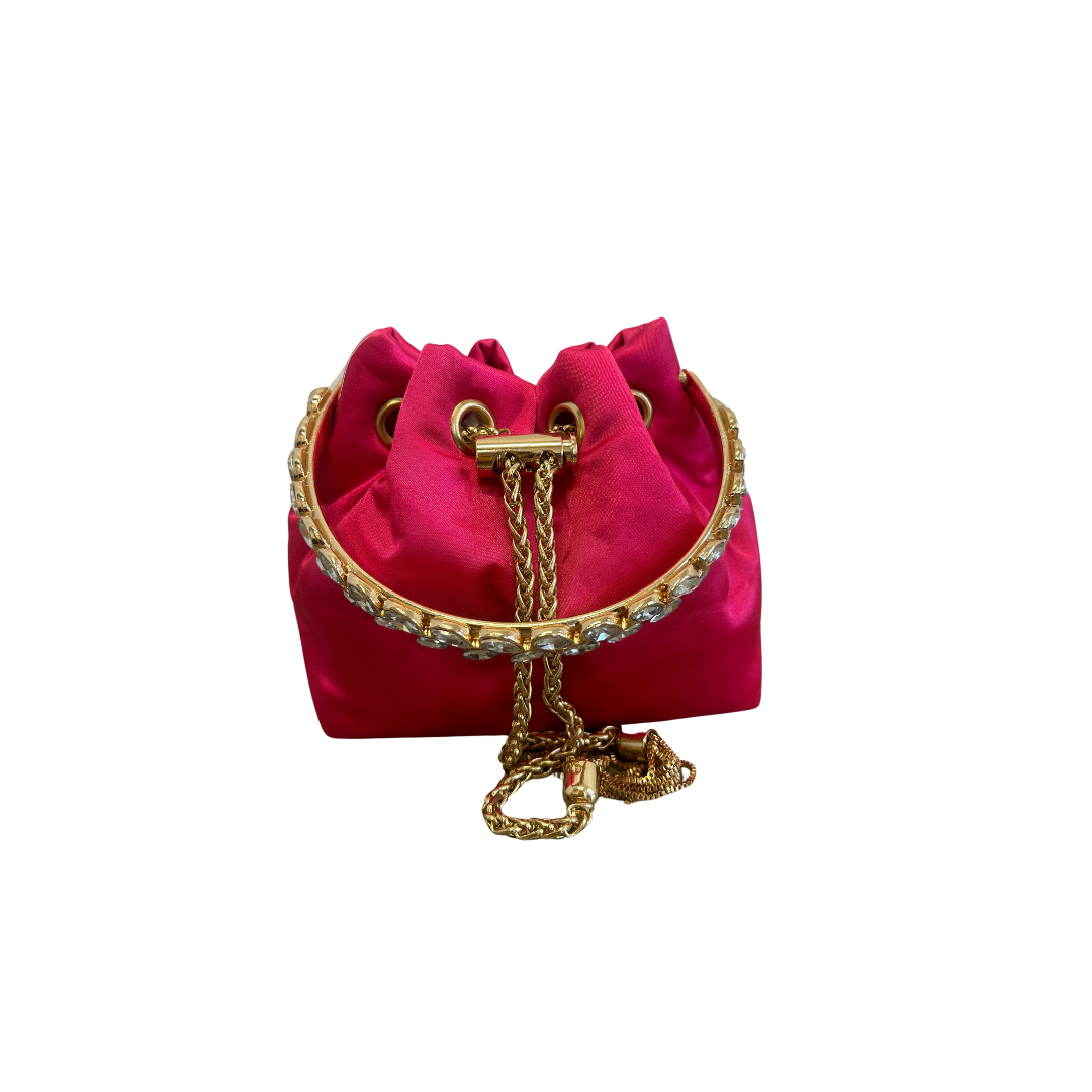 Pink Mini Satin Bucket Bag