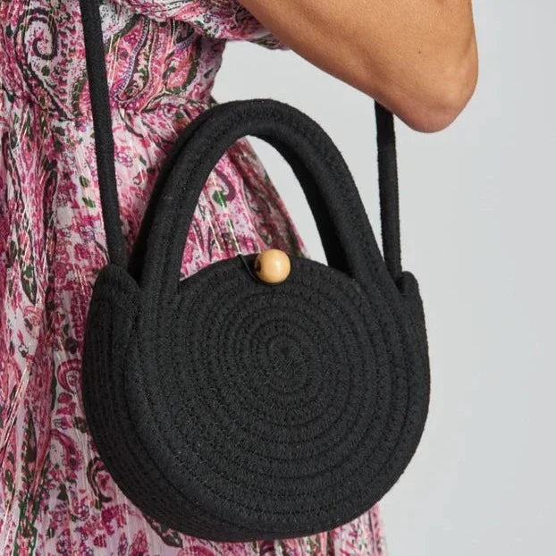 South Beach Mini Rope Black Summer Bag