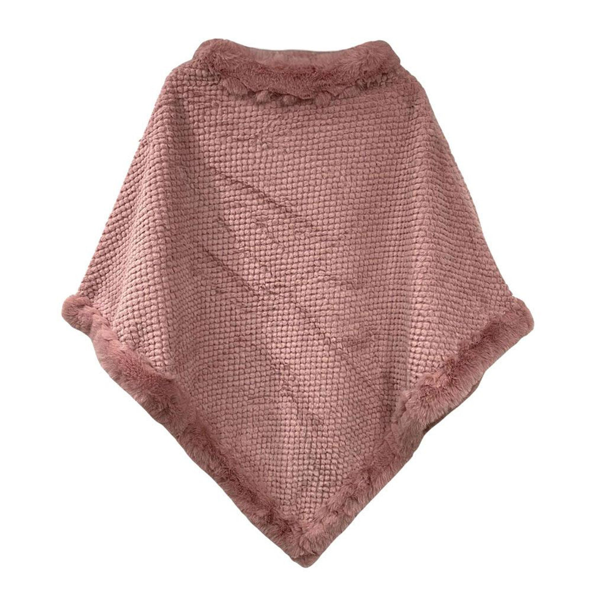 Blush Rose Pink Faux Fur Ruffled Poncho