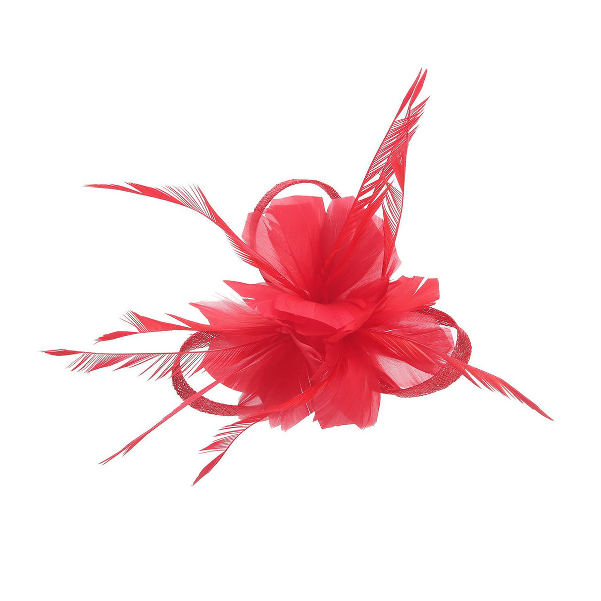 Red Feather Looped Slide Hair Clip