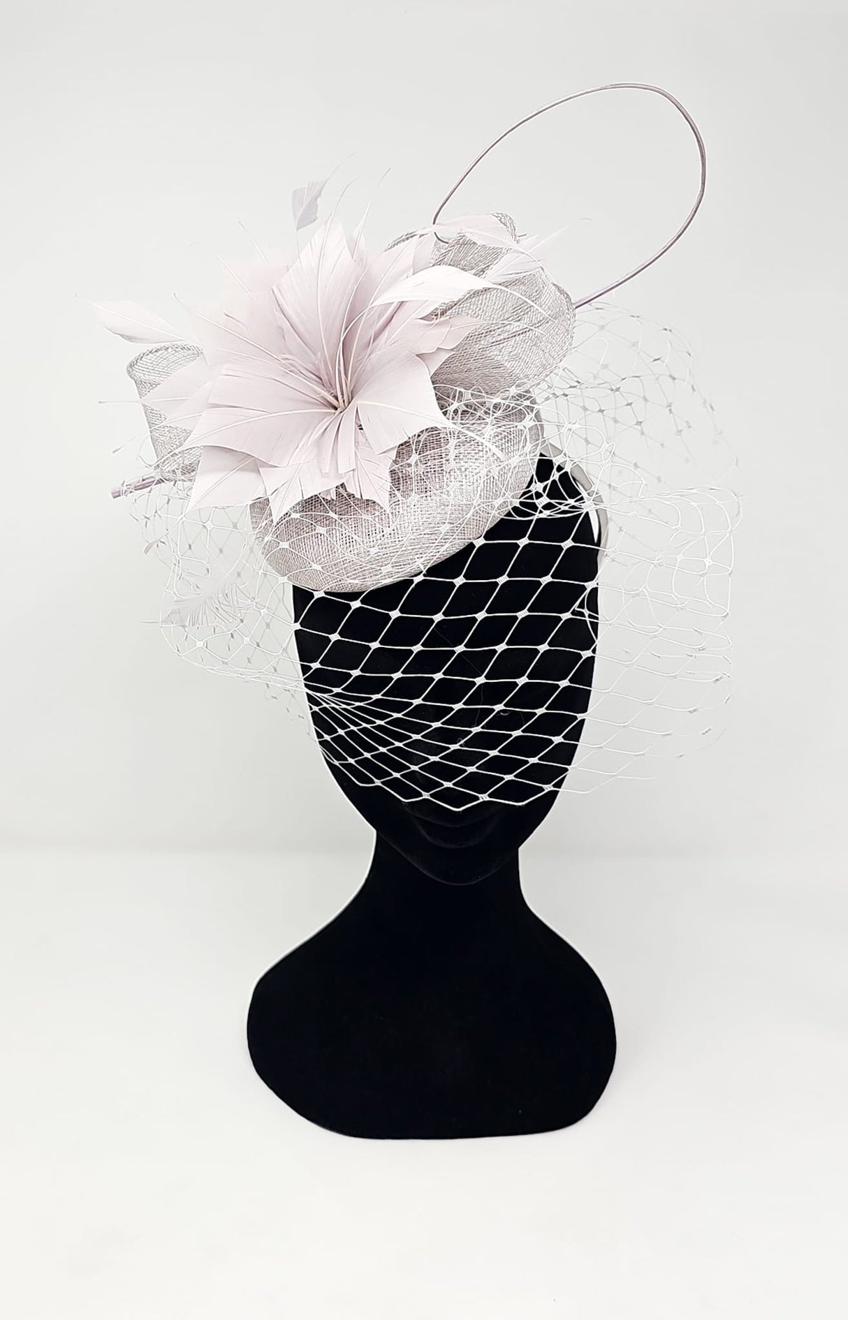 Pearl Silver Veil Net Looped Hairband Fascinator