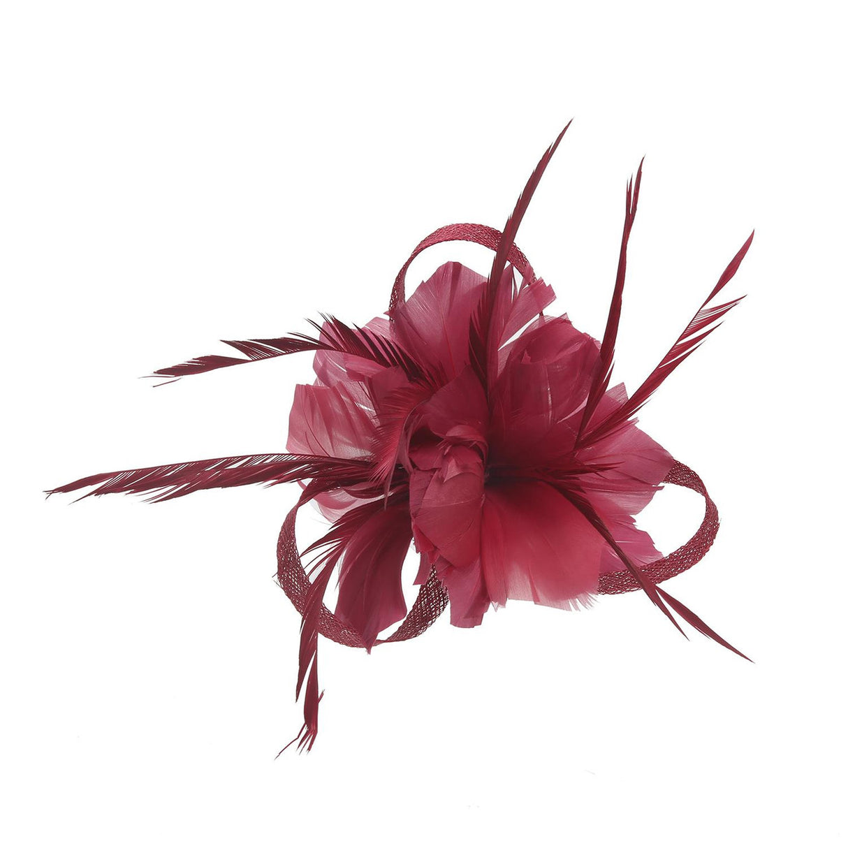 Burgundy Feather Looped Slide Hair Clip