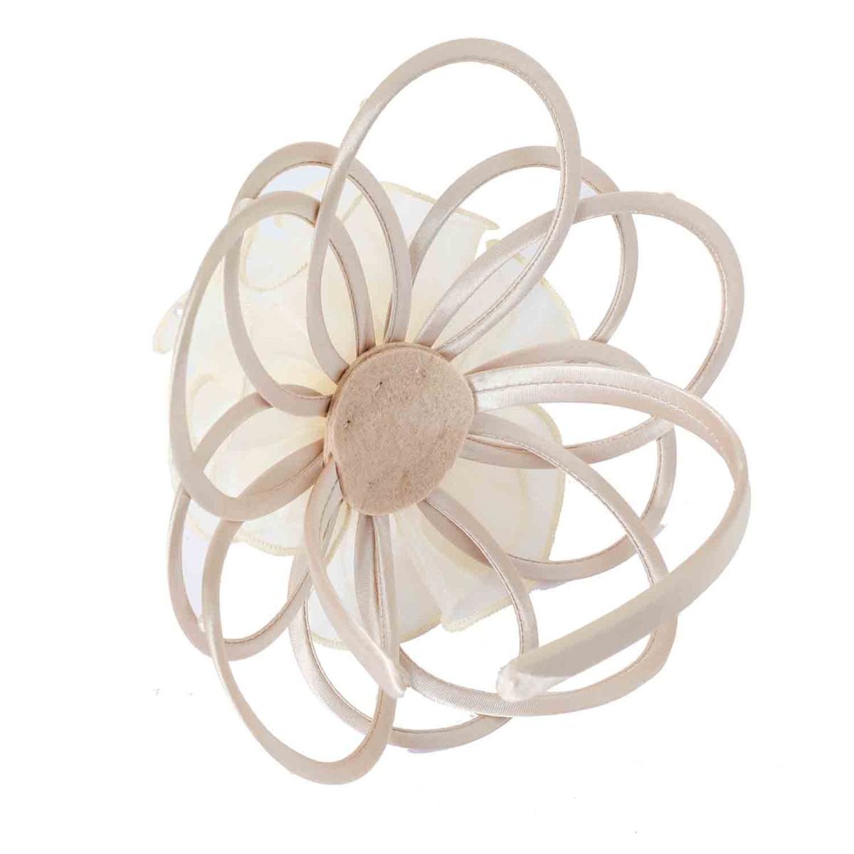 Beige Satin & Pearl Looped Fascinator