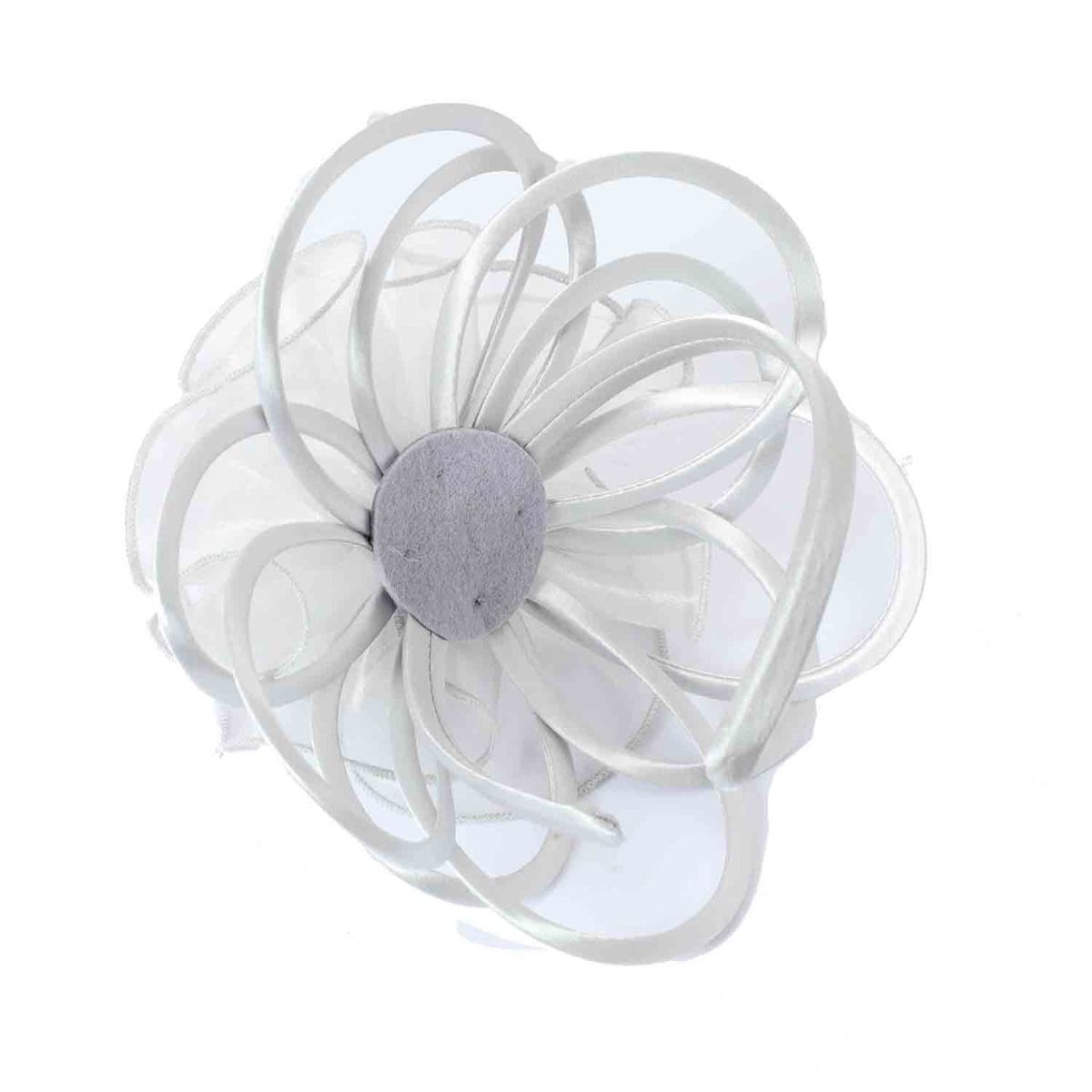 Silver Satin & Pearl Looped Fascinator