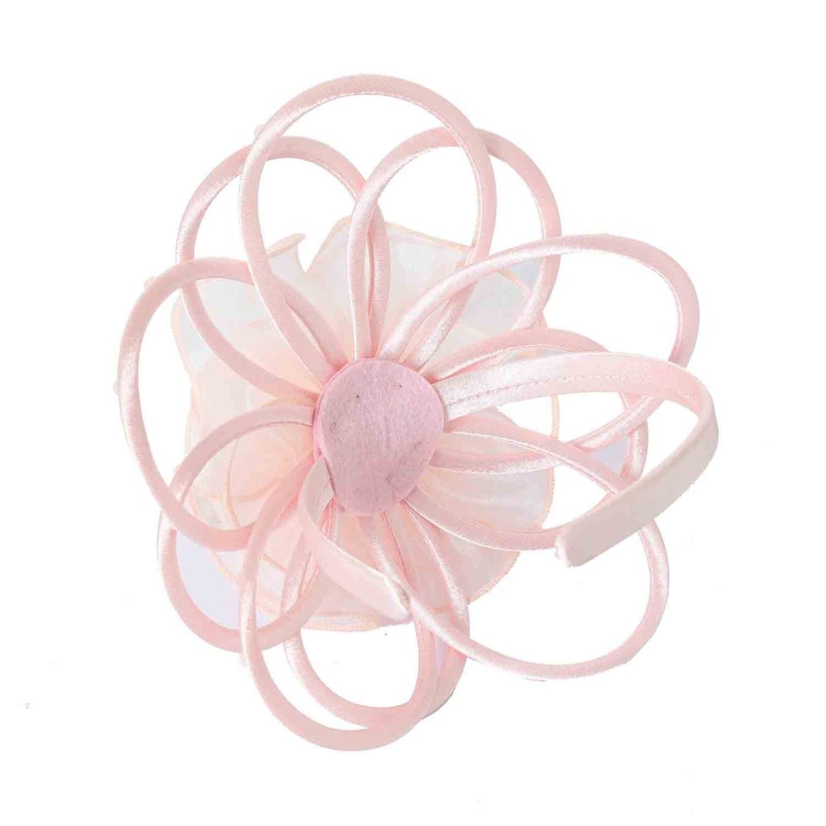 Pink Satin & Pearl Looped Fascinator