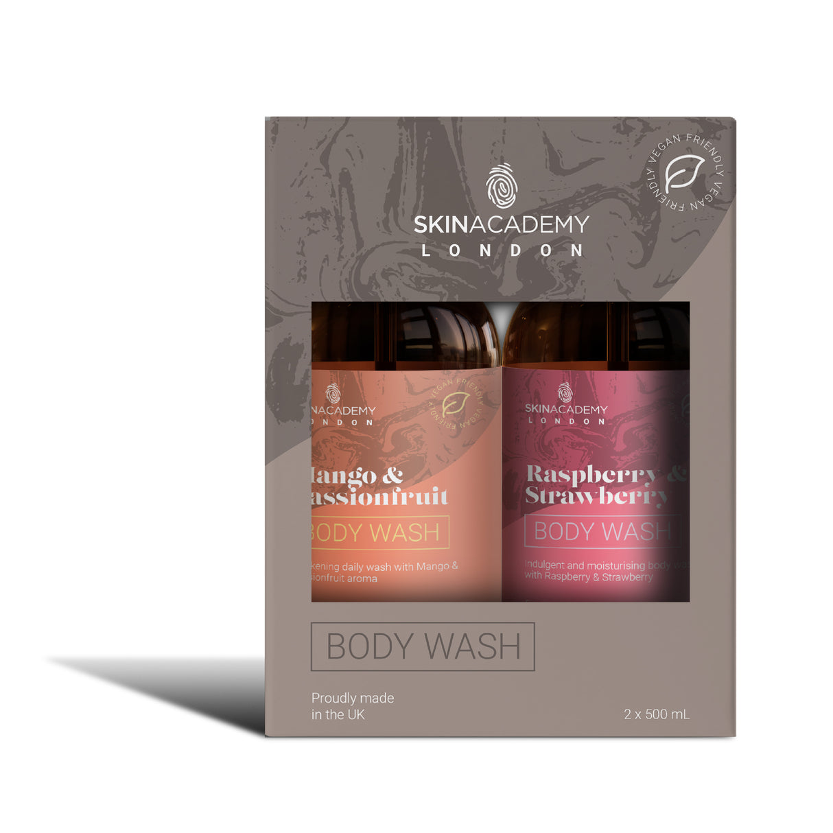 Skin Academy London Body Wash Duo Mango & Raspberry 500ml x 2