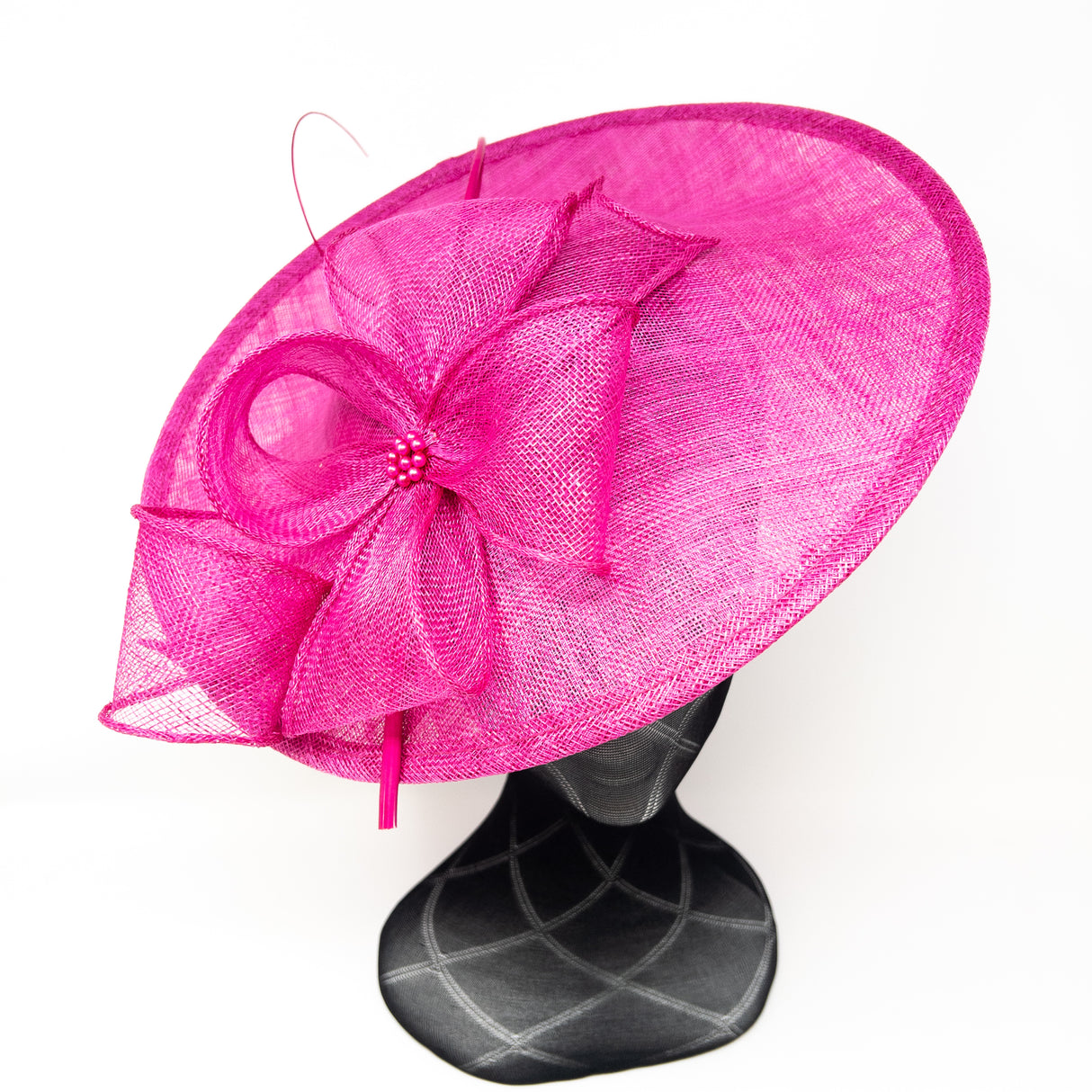 Magenta Pink Large Disc Bow Fascinator