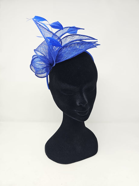 Cobalt Blue Feather Loop Hairband Fascinator