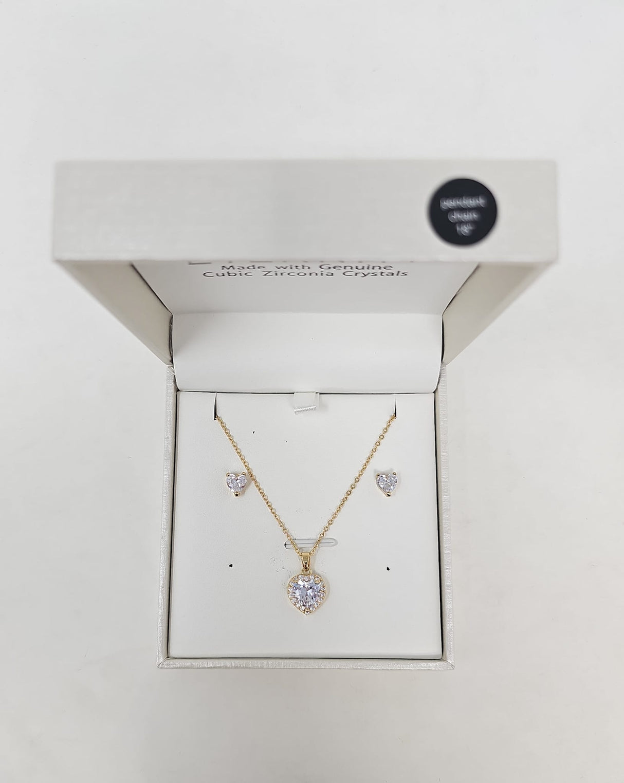 Eternity Cubic Zirconia Gold Heart Necklace & Earrings Set