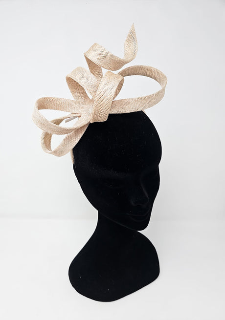 Champagne Looped Sinnamay Feather Hairband Fascinator