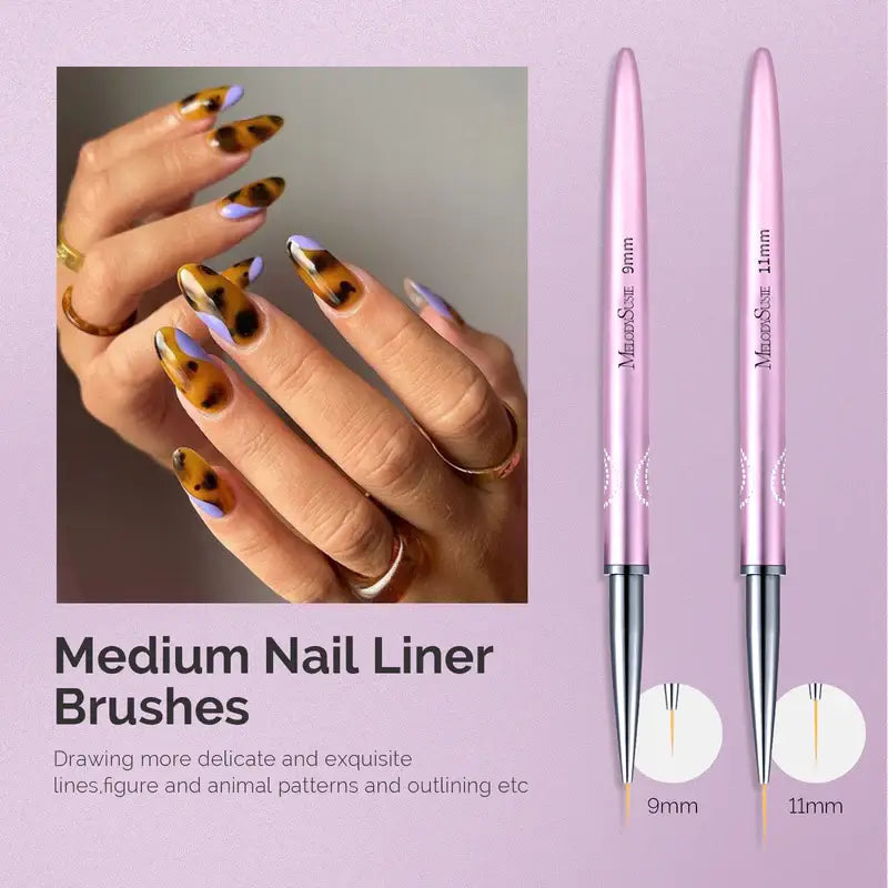 MelodySusie Nail Art Liner Brushes 5Pcs - Rose Gold