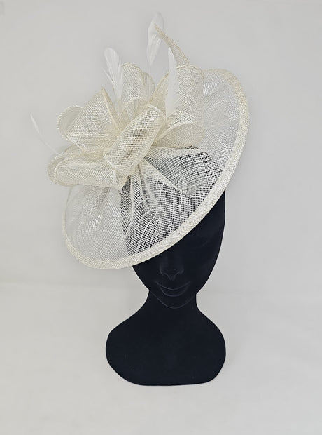 Ivory Silver Looped Round Disc Fascinator