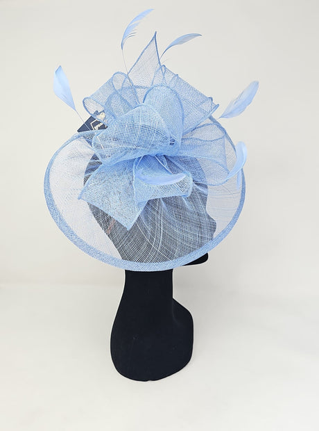 Bluebell Blue Looped Round Disc Fascinator