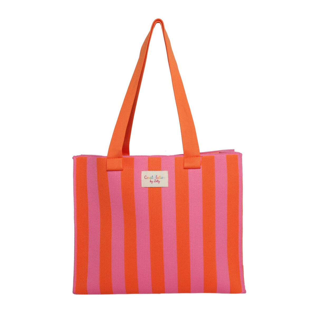 Zelly Woven Pink/Orange Striped Tote Bag