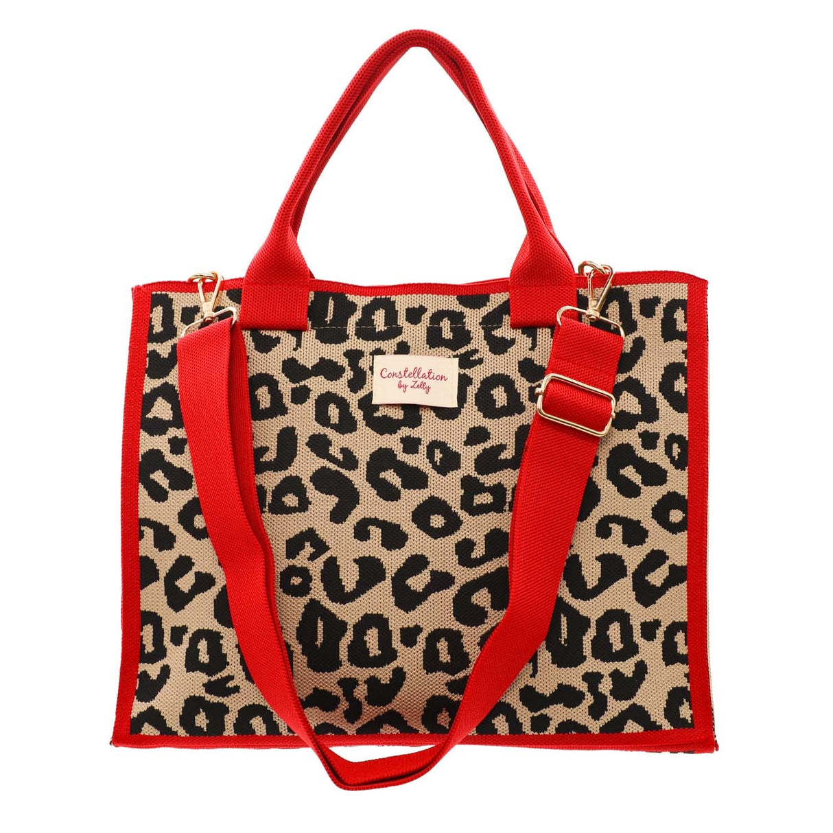 Zelly Woven Red Animal Medium Tote Bag