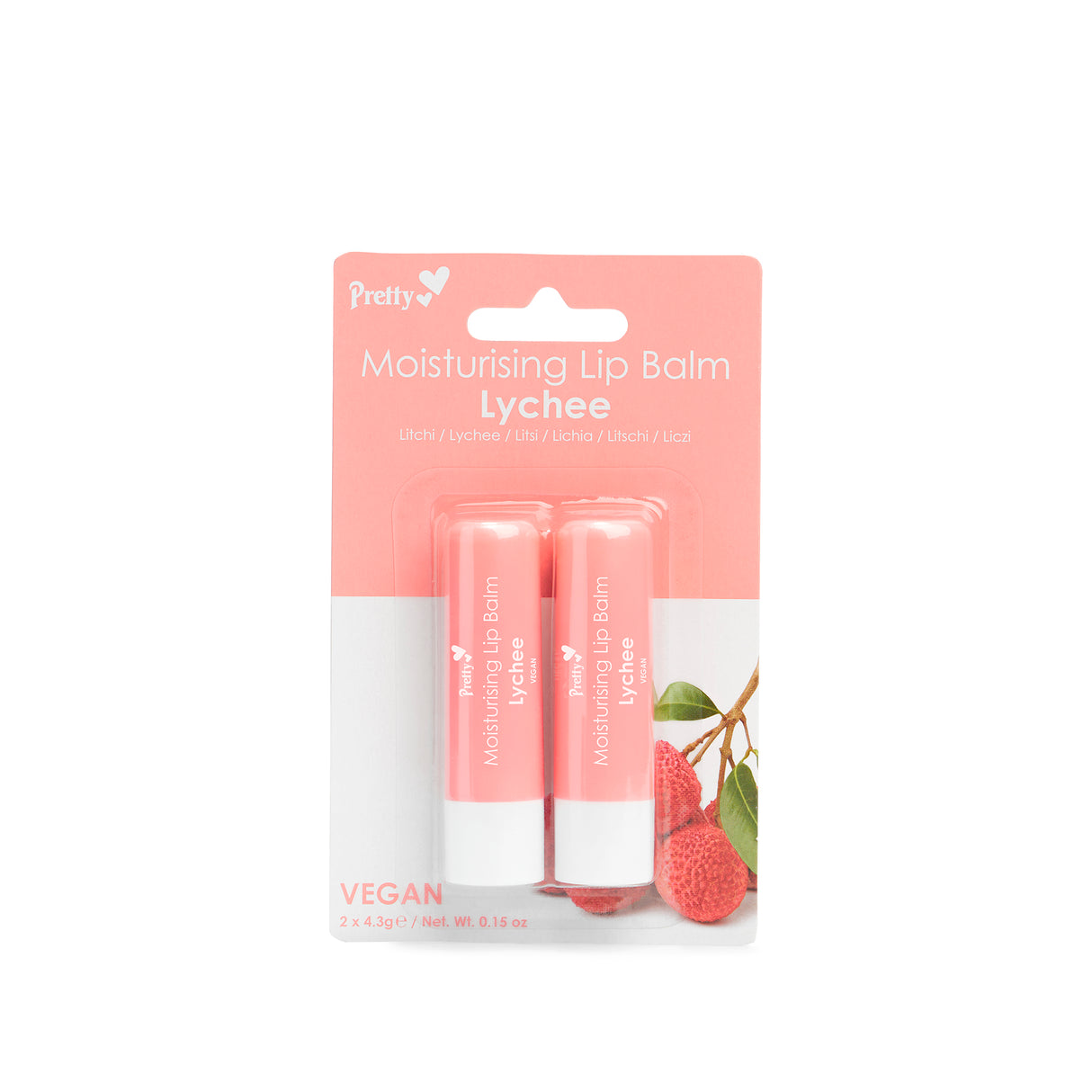 Pretty Moisturising Lip Balm Lychee 2 Pack