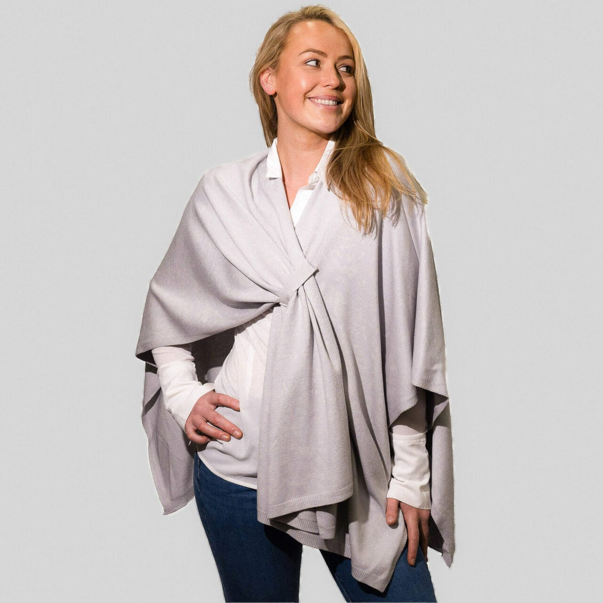 Zelly Grey Pull Through Poncho Wrap