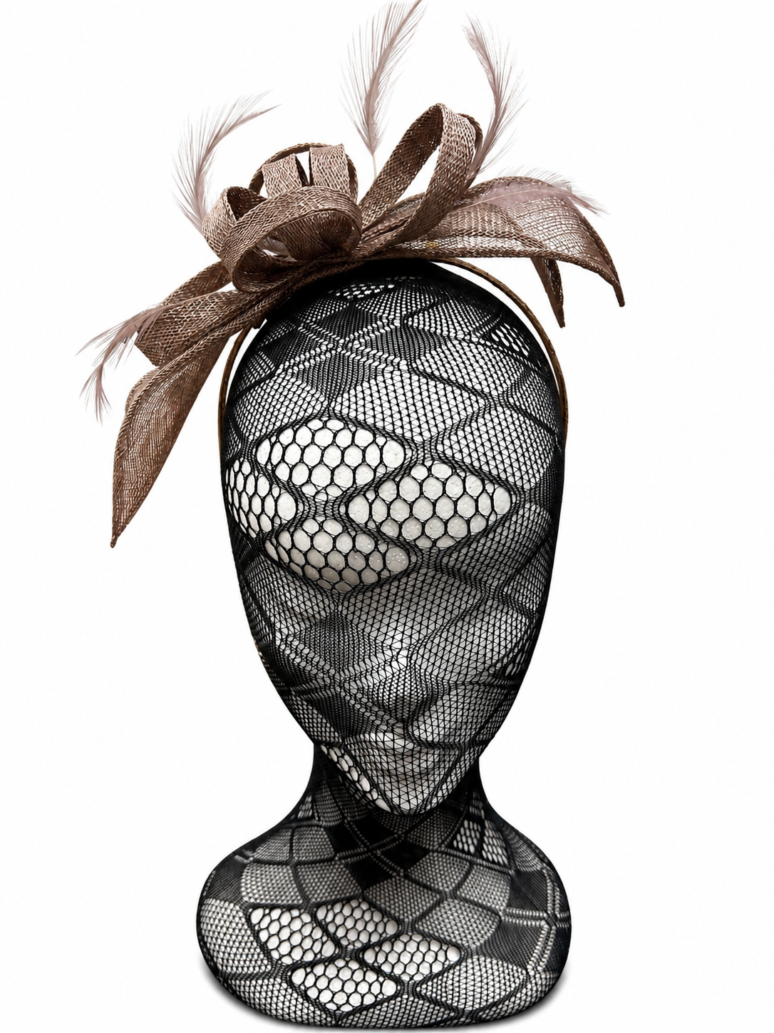 Mocha Latte Looped Feather Hairband Fascinator