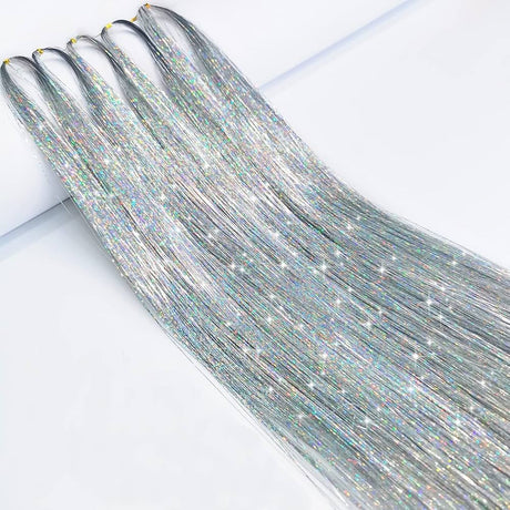 Dream Goddess Synthetic Glitter Hair Tinsel Extension Silver 1 Pack
