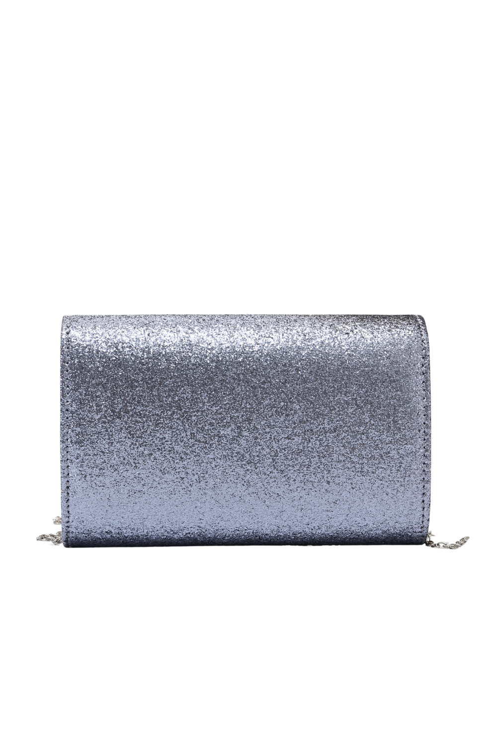 Sparkling Silver Glitter V Evening Clutch Bag