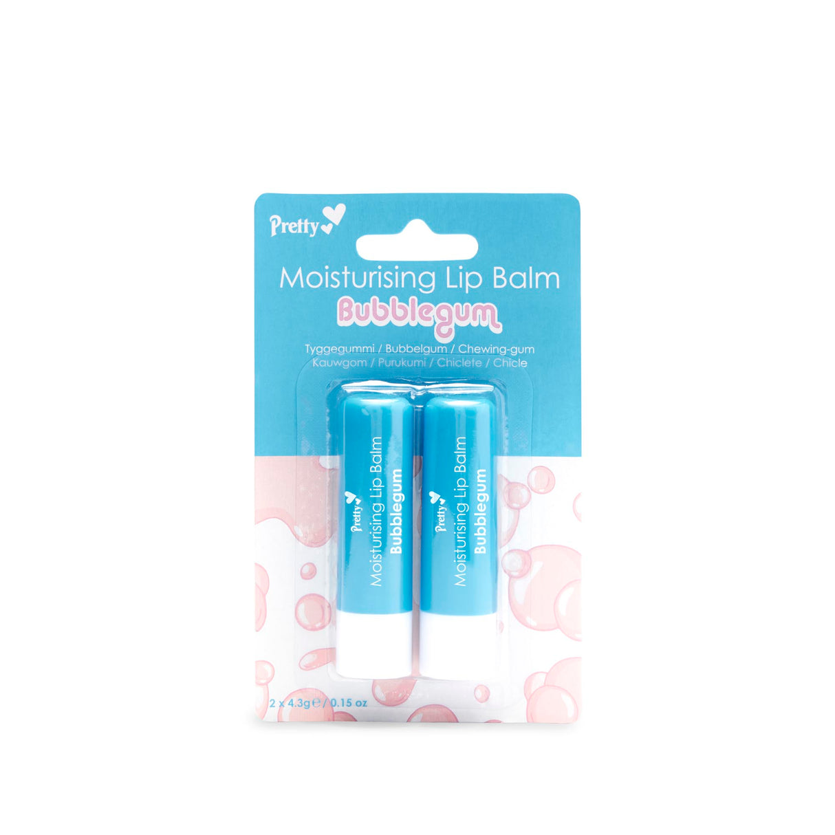 Pretty Moisturising Lip Balm Bubblegum 2 Pack