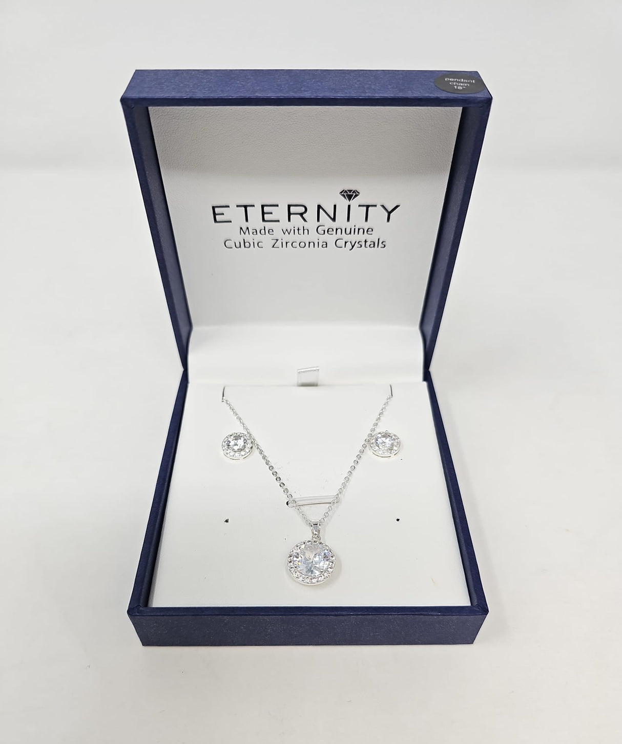 Eternity Cubic Zirconia Silver Circle Drop Necklace & Earrings Set