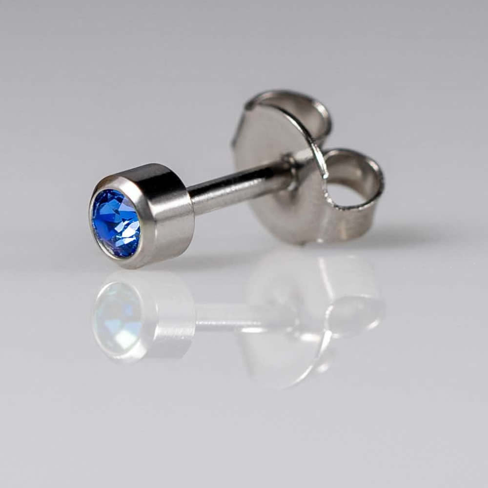 Caflon Silver Mini Birthstone Ear Piercing Studs September