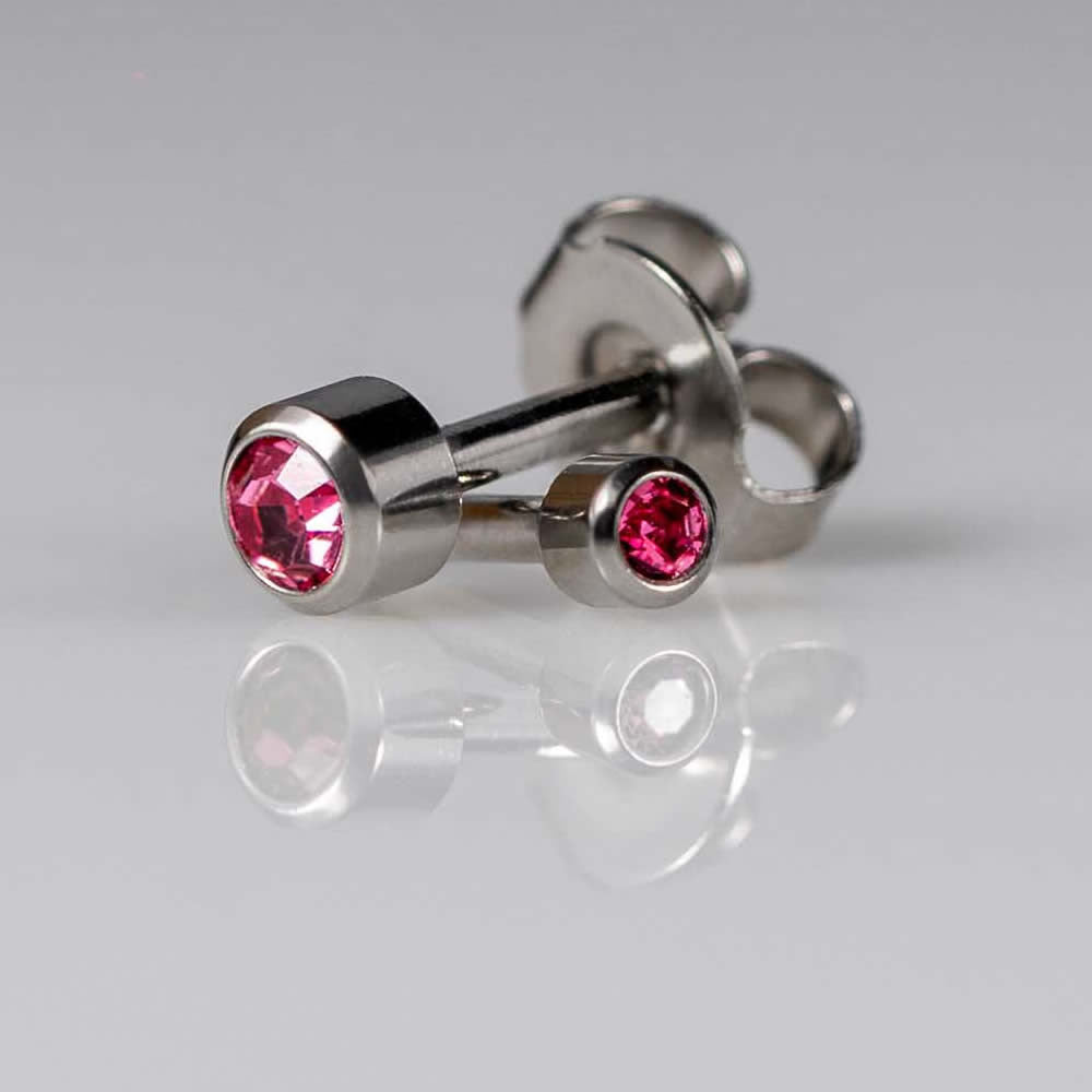 Caflon Birthstone Ear Piercing Studs Silver October