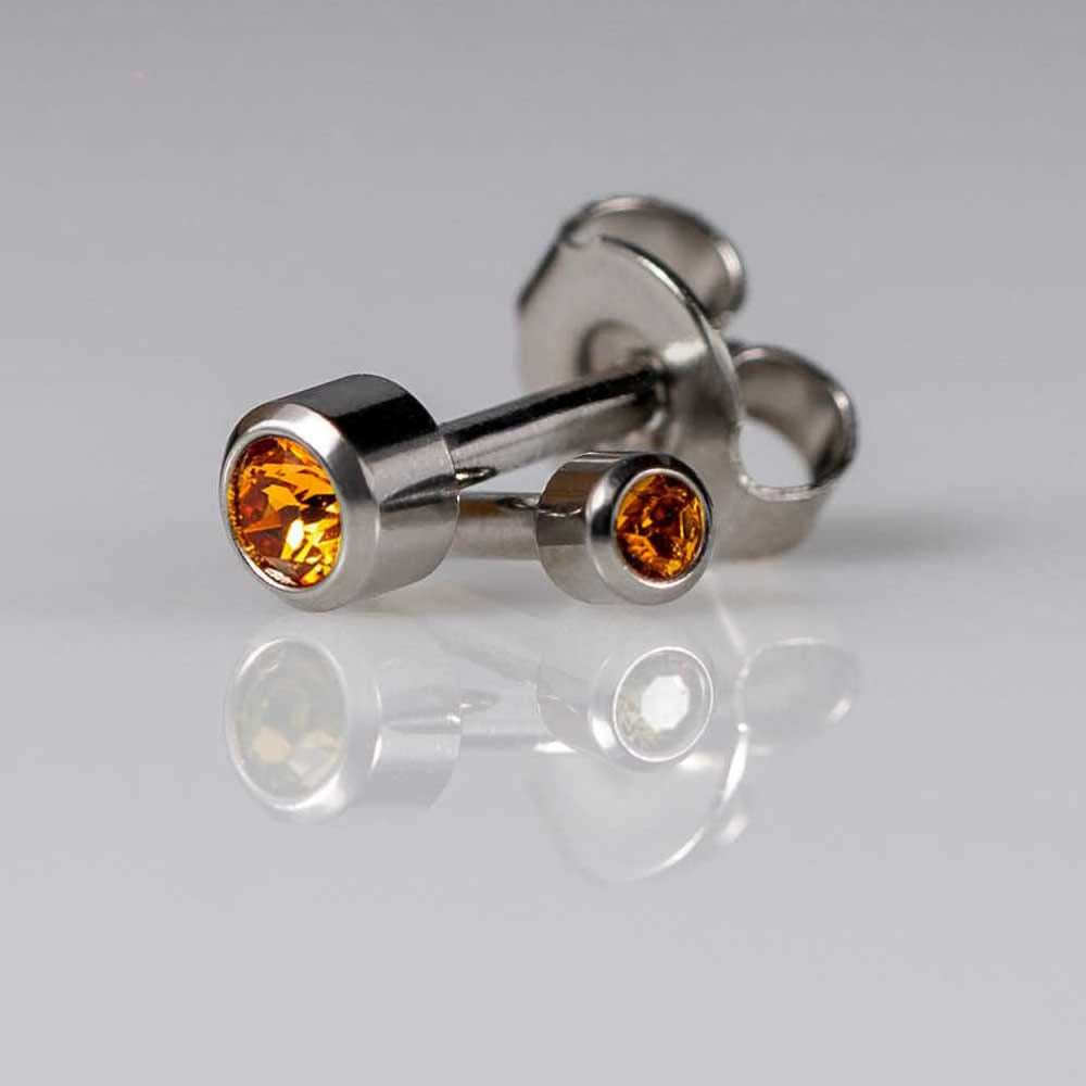 Caflon Birthstone Ear Piercing Studs Silver November