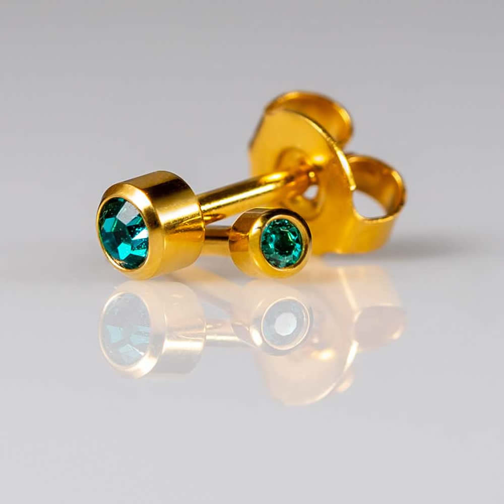 Caflon Birthstone Ear Piercing Studs Gold December