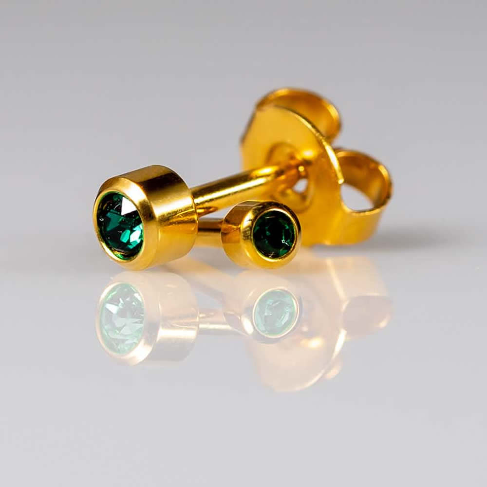 Caflon Birthstone Ear Piercing Studs Gold May