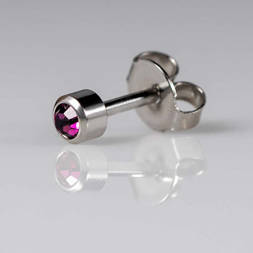Caflon Silver Birthstone Ear Piercing Studs February