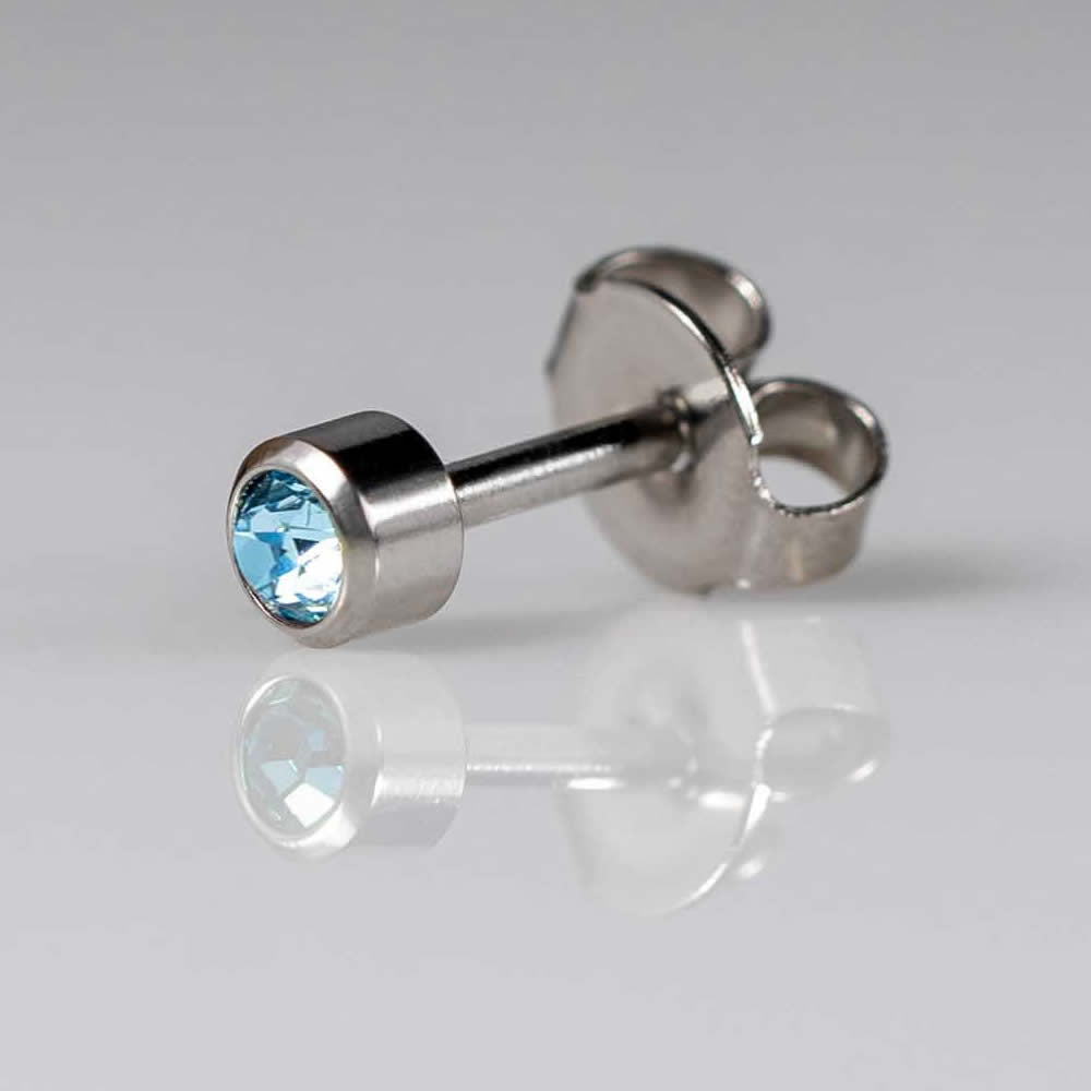 Caflon Silver Mini Birthstone Ear Piercing Studs March