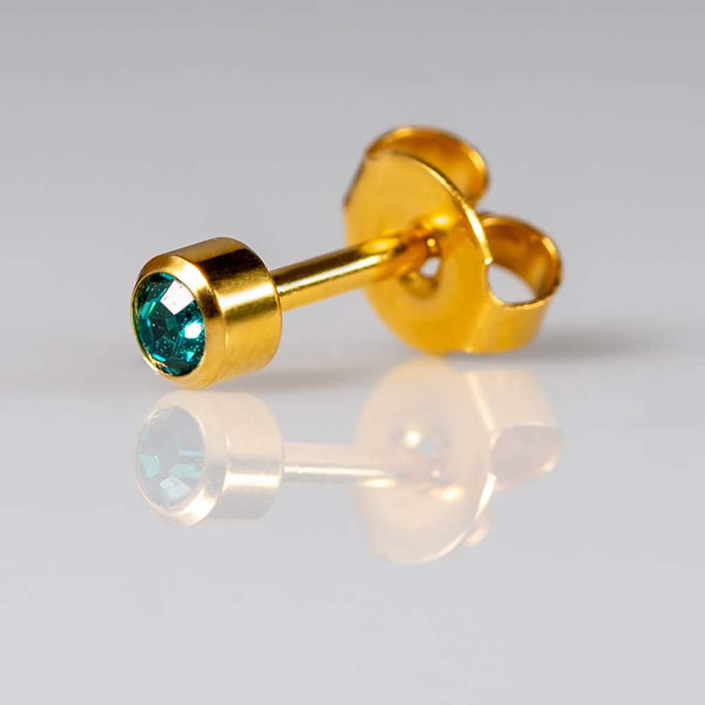 Caflon Gold Mini Birthstone Ear Piercing Studs December