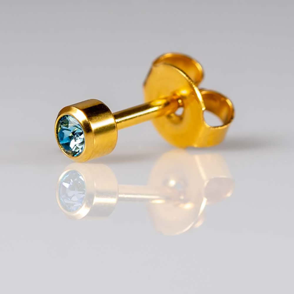 Caflon Gold Mini Birthstone Ear Piercing Studs March