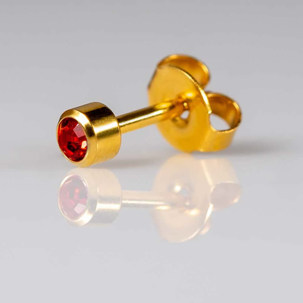 Caflon Gold Birthstone Ear Piercing Studs July