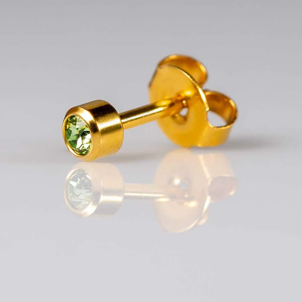Caflon Gold Birthstone Ear Piercing Studs August