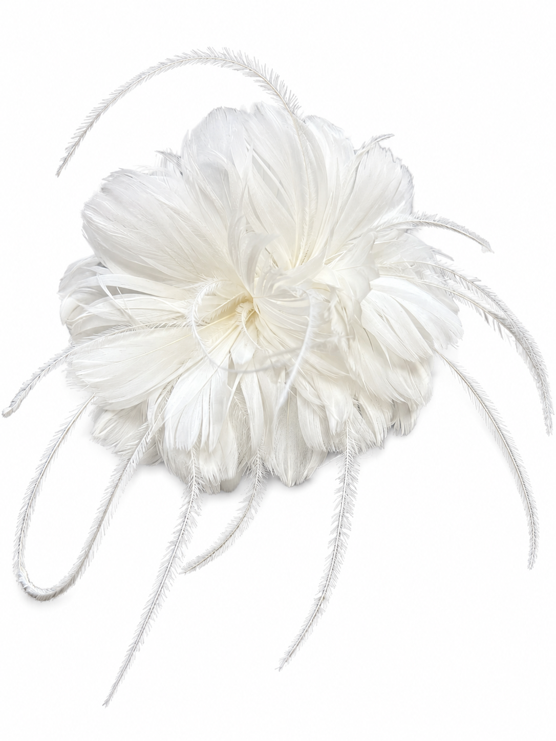 Ivory Feather Slide Hair Clip Fascinator