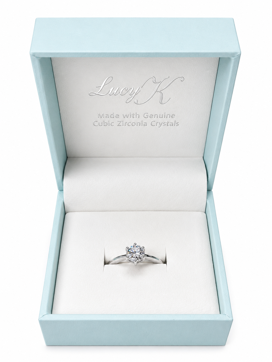 Lucy K Cubic Zirconia Plain Solitaire Gem Costume Ring