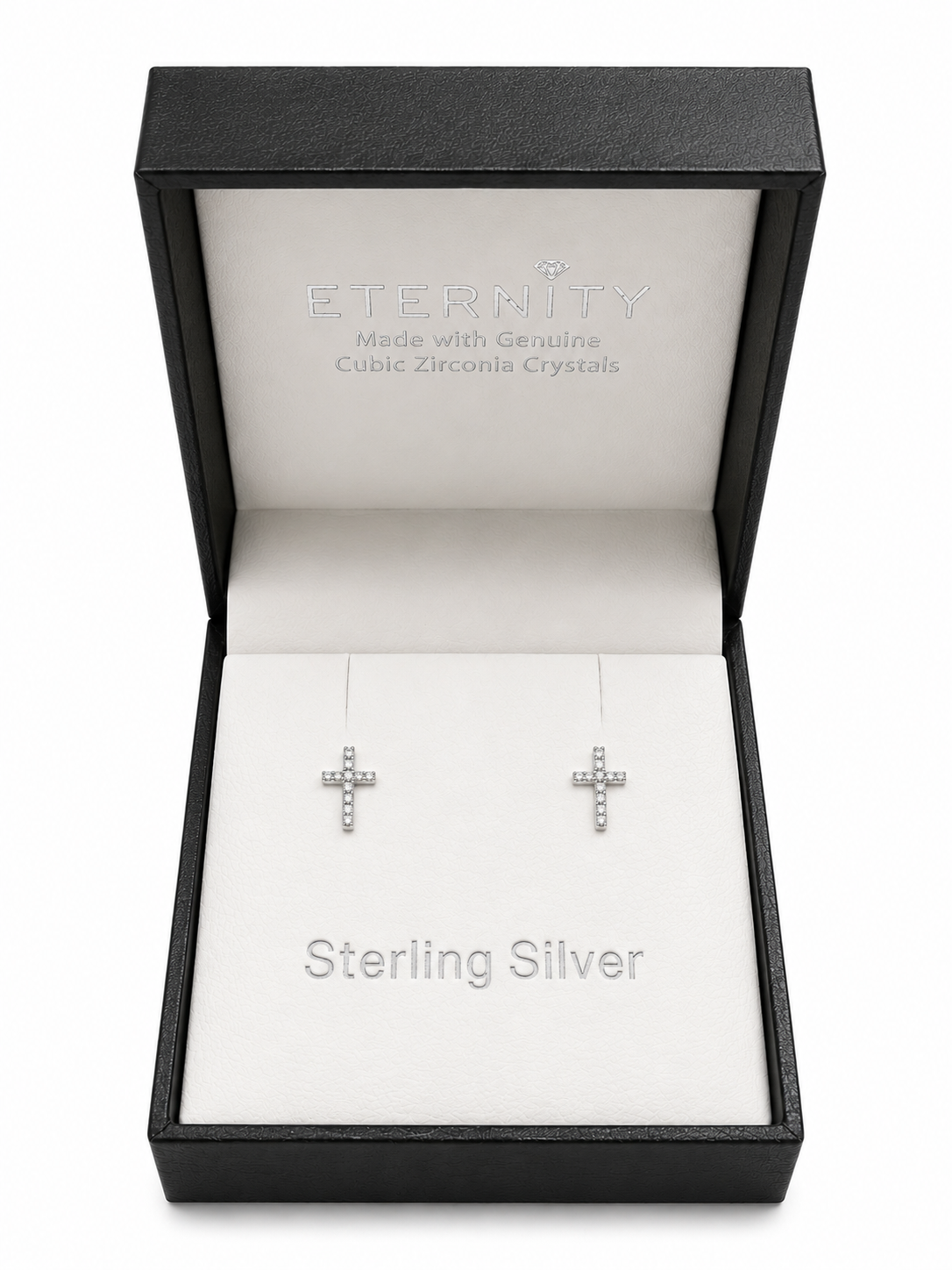Eternity Sterling Silver Crystal Mini Cross Earrings