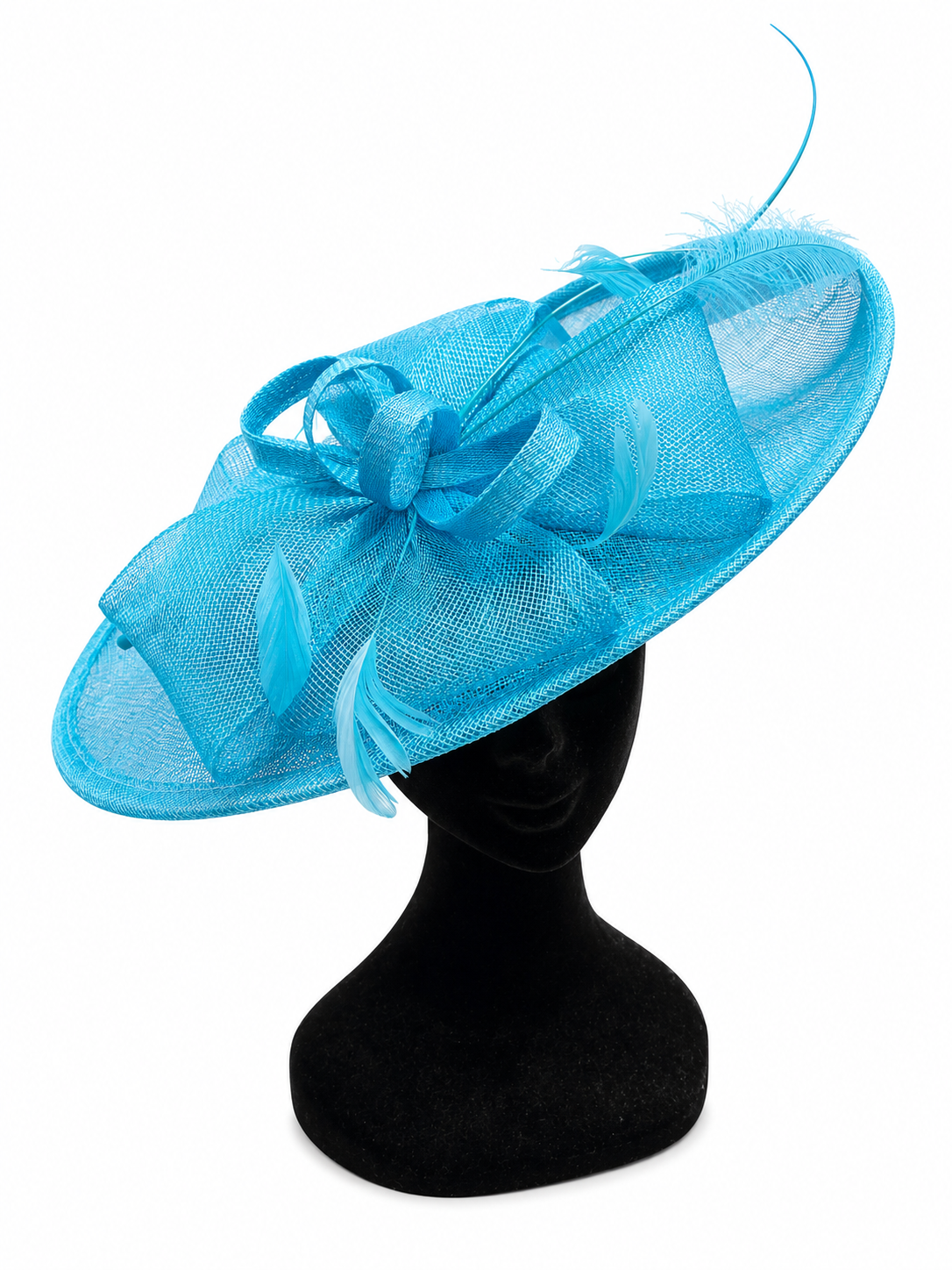 Aqua Blue Disc Wide Brim Hairband Fascinator