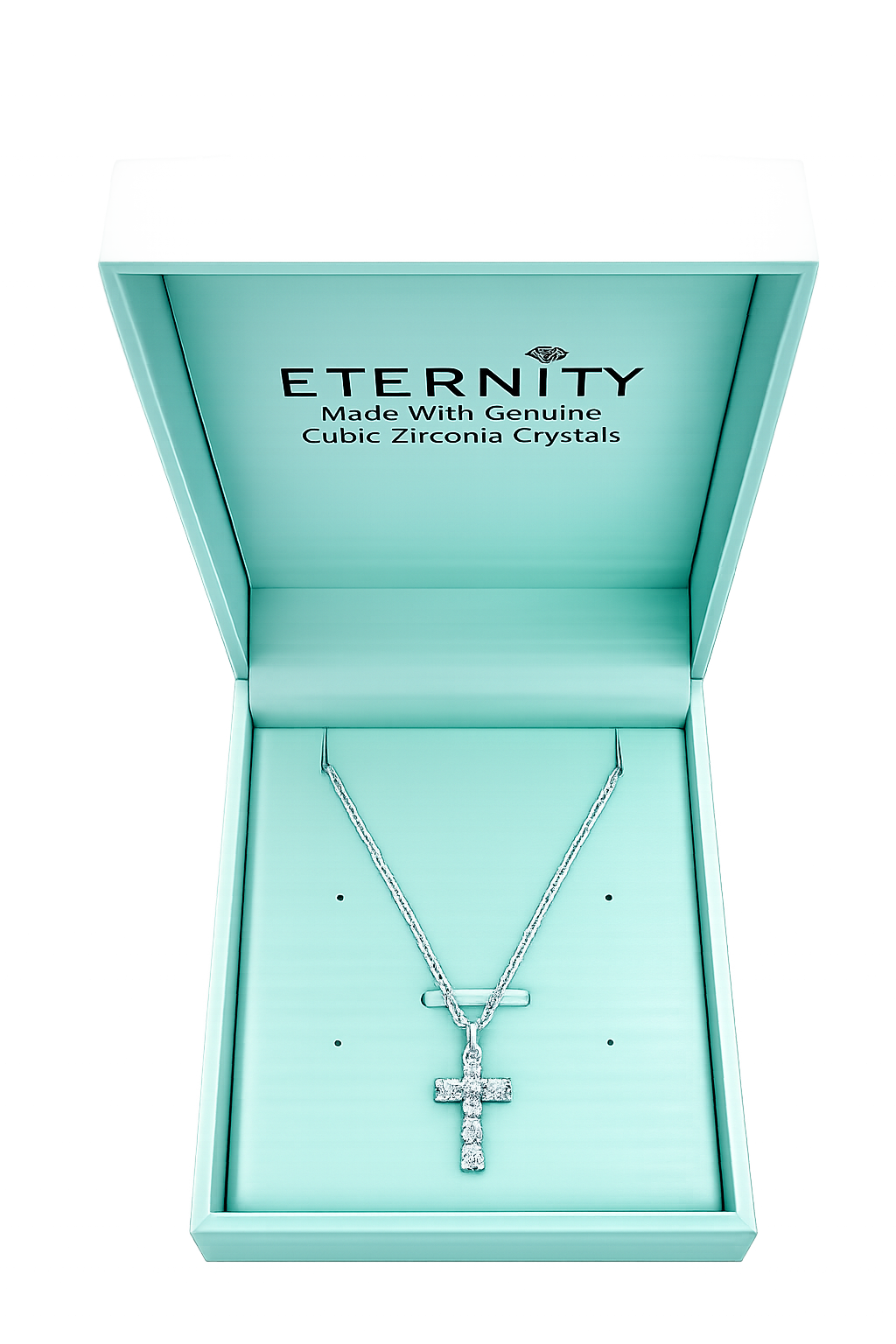 Eternity Silver Plated Crystal Cross Necklace