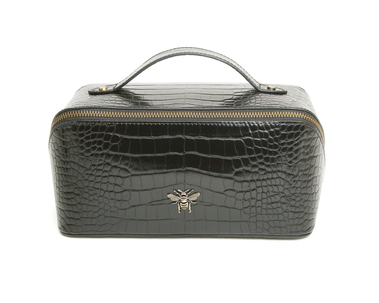 Alice Wheeler London Deluxe Black Croc Effect Train Case