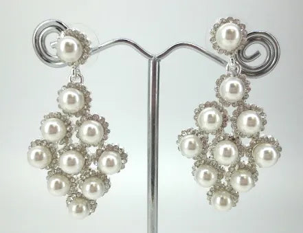Glam Pearl Diamond Drop Earrings